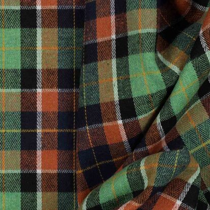 Verhees  04245.002 FLANNEL CHECKS YARN DYED MINT/BLACK/BROWN 65%PL 35%CO