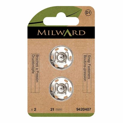 Milward Drukknopen aannaaibaar 21mm nikkel - 2st