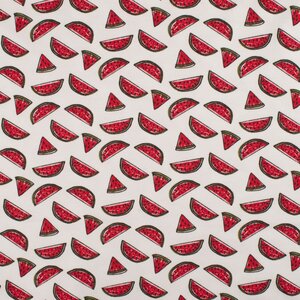 Quality K10062-050 COTTON / EA JERSEY PRINT / MELONS OPTICAL WHITE RED 95% CO 5% EA